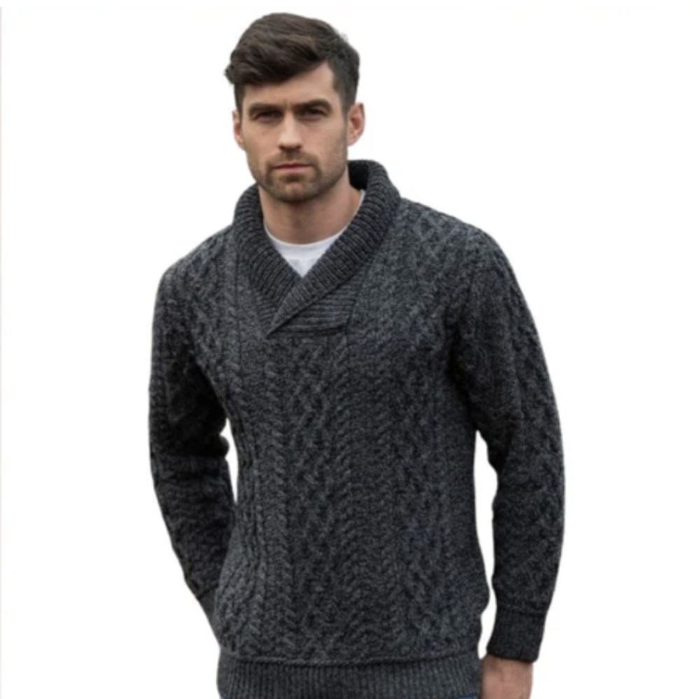 COUNTRY CLASSICS* Bunratty Shawl Neck sweater 100% wool long sleeve XXL men's